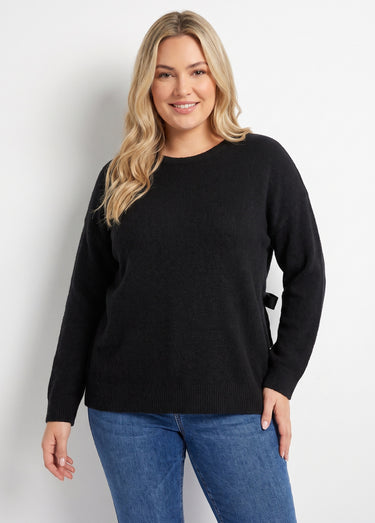 Pull avec laine et dos en dentelle Noir