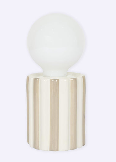 Lampe nomade à piles, pied céramique Taupe/Blanc