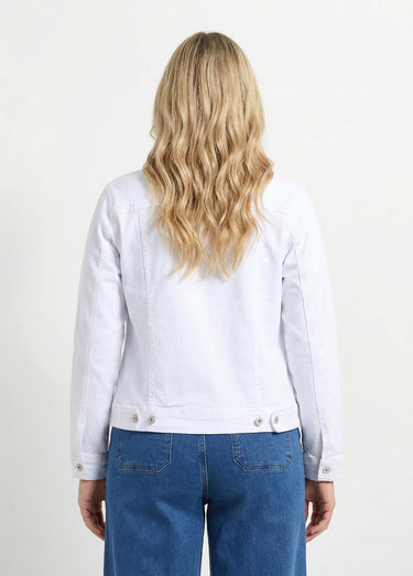 Veste en jean coupe droite stretch Blanc
