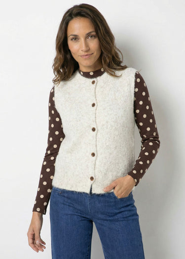 Gilet sans manches avec laine et alpaga Beige