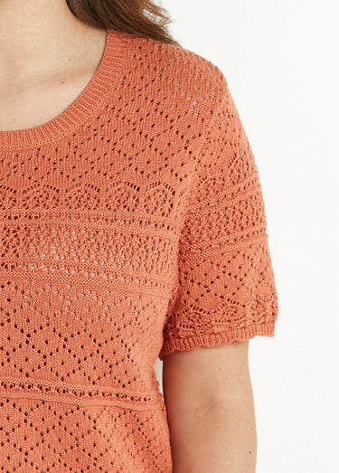 Pull manches courtes blousant ajouré col rond Epice