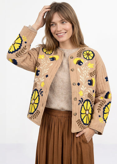 Veste matelassée inspiration bohème Camel
