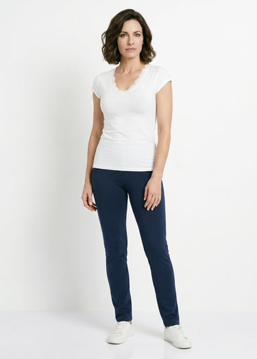 Legging coton stretch taille élastiquée Marine