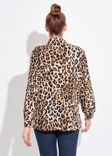 Chemisier léopard fluide col tailleur Leopard