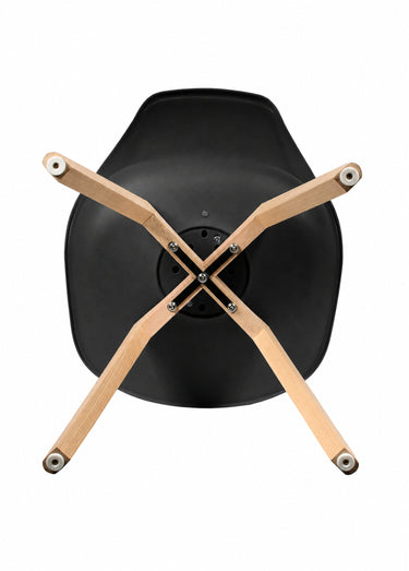 Set 4 Chaises assise coque et pieds bois Noir