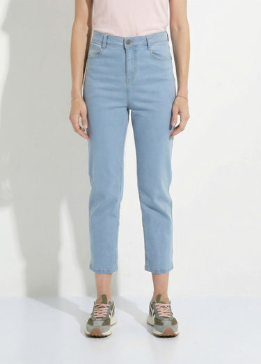Jean droit taille haute 7/8 stretch Bleached