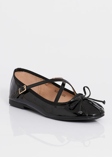 Ballerines vernies avec brides croisées Vernis Noir