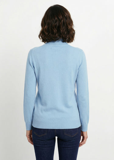 Pull doux col roulé manches longues Ciel