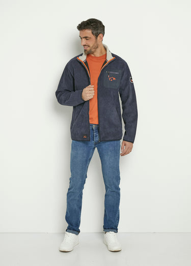 Veste chaude en velours col montant Marine