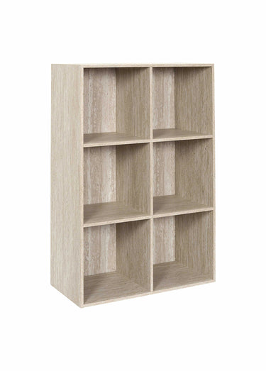 Meuble rangement 6 cases, effet pierre Blanc/Beige