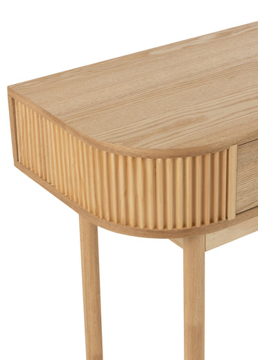 Console arrondie en pin clair rainuré Naturel