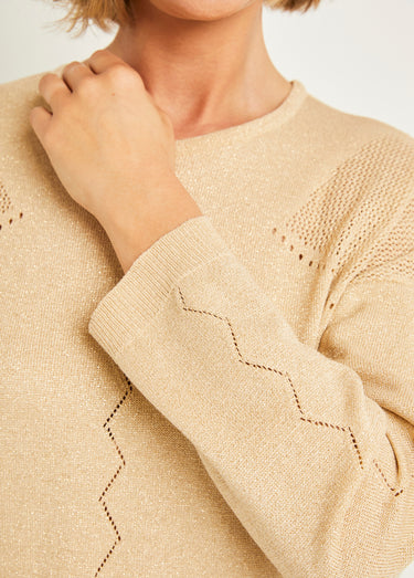 Pull fin court ajouré irisé manches longues Dore