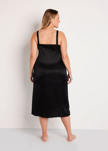 Nuisette maille satinée et dentelle Noir
