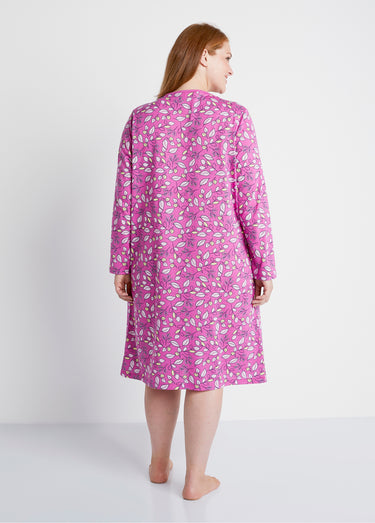 Chemise de nuit imprimé végétal Rose