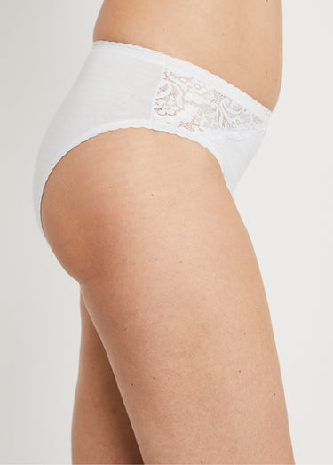 Culotte échancrée dentelle coton - lot de 3 Blanc Lot 3