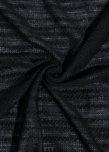 Coupon tissu habillement, lainage rayé Noir