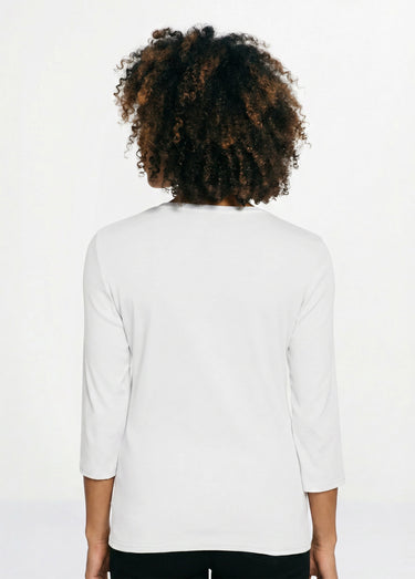 T-shirt fantaisie cloutée manches 3/4 Blanc