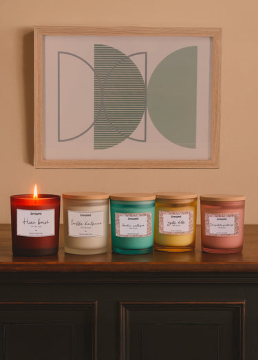 Bougie parfumée pot verre + couvercle Beige