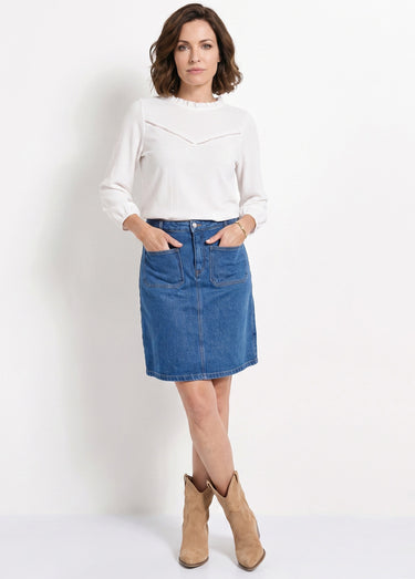 Jupe droite courte en jean 4 poches Bleu Stone