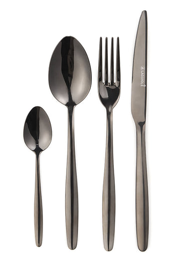 Ménagère 24 pièces inox foncé, Cléa Noir