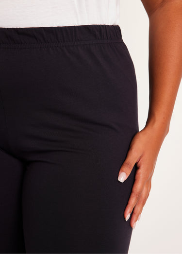 Legging coton stretch taille élastiquée Noir