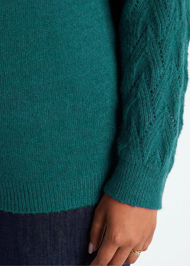 Pull doux uni col rond maille fantaisie Vert