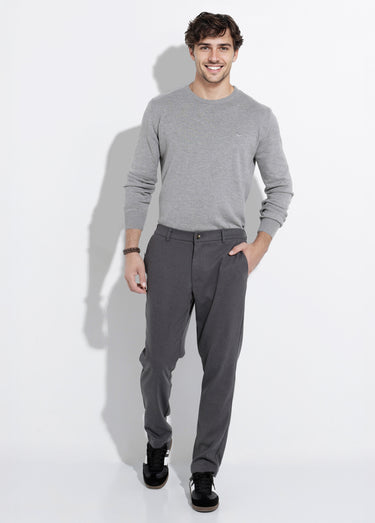 Pantalon chino casual chic en molleton Gris
