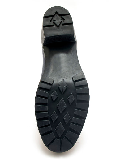 Derbies zippés à talon avec surpiqûres Noir