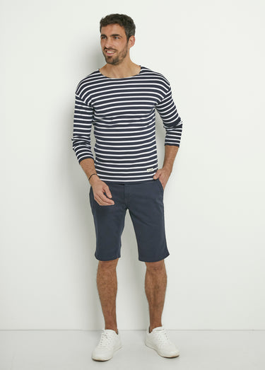 T-shirt marinière rayée manches longues Marine / Blanc
