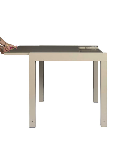 Table de jardin extensible verre, clair Beige