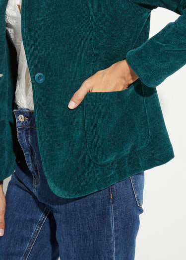 Veste col tailleur en velours reliefé Vert