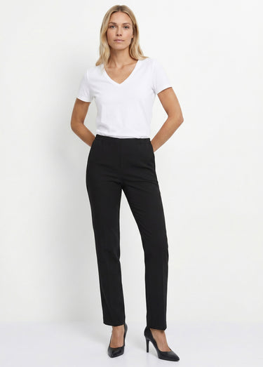 Pantalon droit taille semi-élastiquée Noir