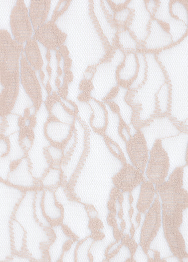 Coupon tissu broderie fleurs et tulle 2B Beige