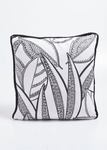 Coussin carré imprimé ethnique graphique Blanc