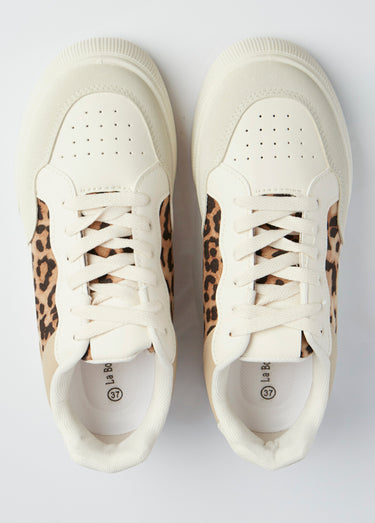 Sneakers multimatières à lacets Leopard