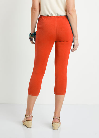 Legging court coton taille élastiquée Orange