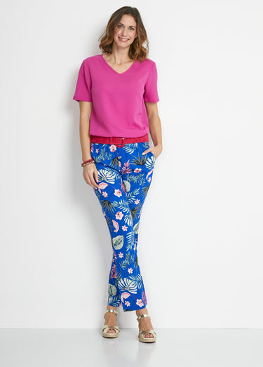 Tunique ample mi-longue en tissu crêpe Uni Fuchsia