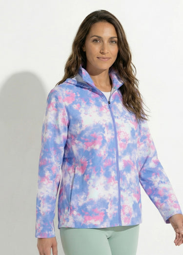 Veste coupe-vent zippée à capuche Bleu/Rose