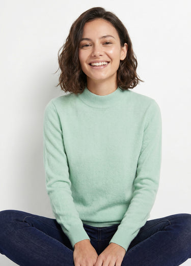 Pull chaud col montant avec laine et angora Menthe