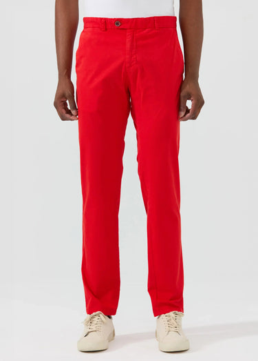 Pantalon chino droit toile coton stretch Rouge