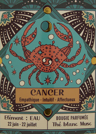 Bougie parfumée thème Signe du zodiaque Cancer