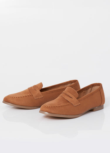 Mocassins en suédine avec bout amande Camel