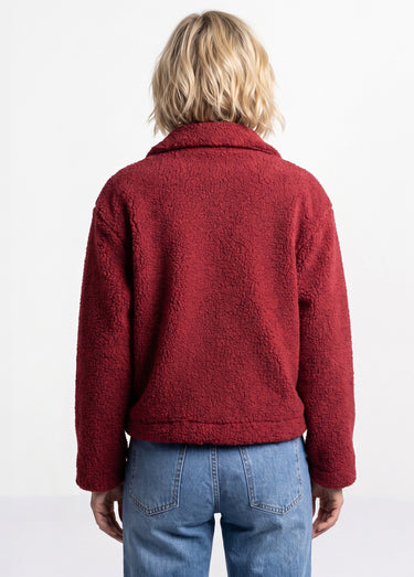 Veste maille bouclette intérieur polaire Bordeaux