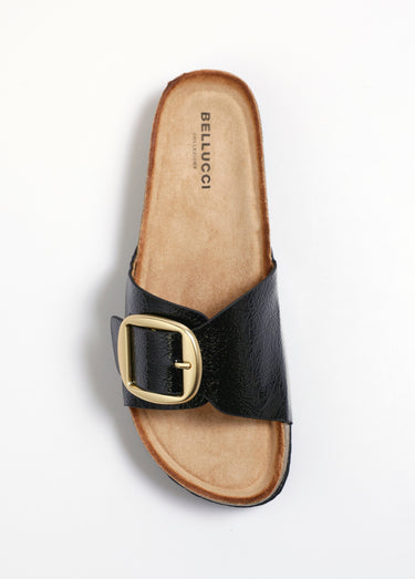 Mules anatomiques avec boucle métal Vernis Noir
