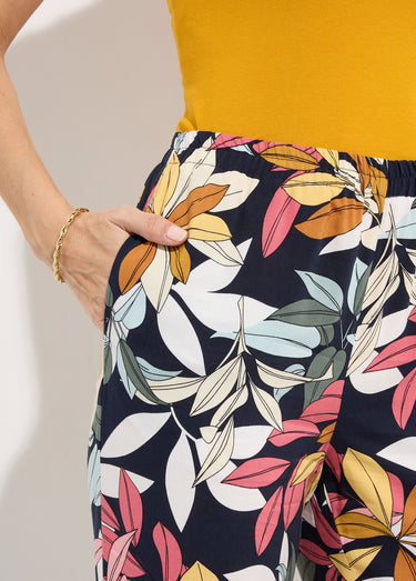 Pantalon imprimé taille élastiquée Fond Marine