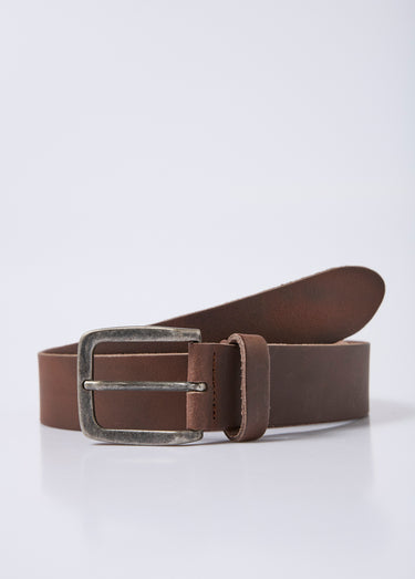 Ceinture en cuir mat, boucle effet usé Marron