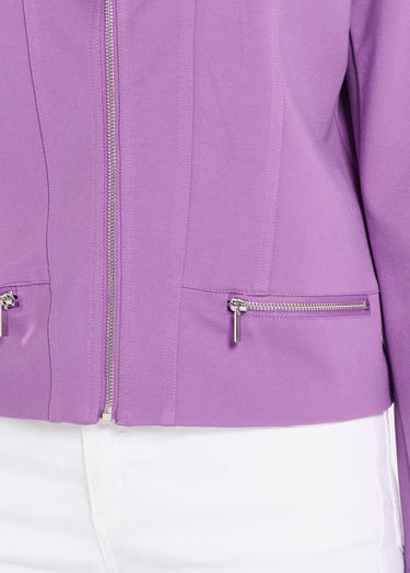 Veste courte zippée droite maille milano Violet