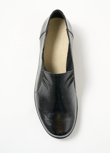 Mocassins souples élastiqués largeur confort Vernis Noir