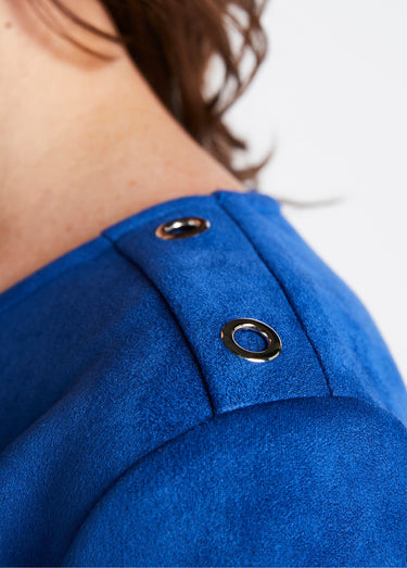 Robe ample courte en tissu suédé uni Bleu