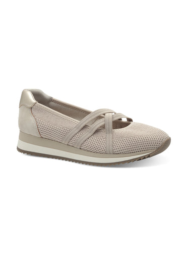 Ballerines élastiquées semelle compensée Beige/Gold